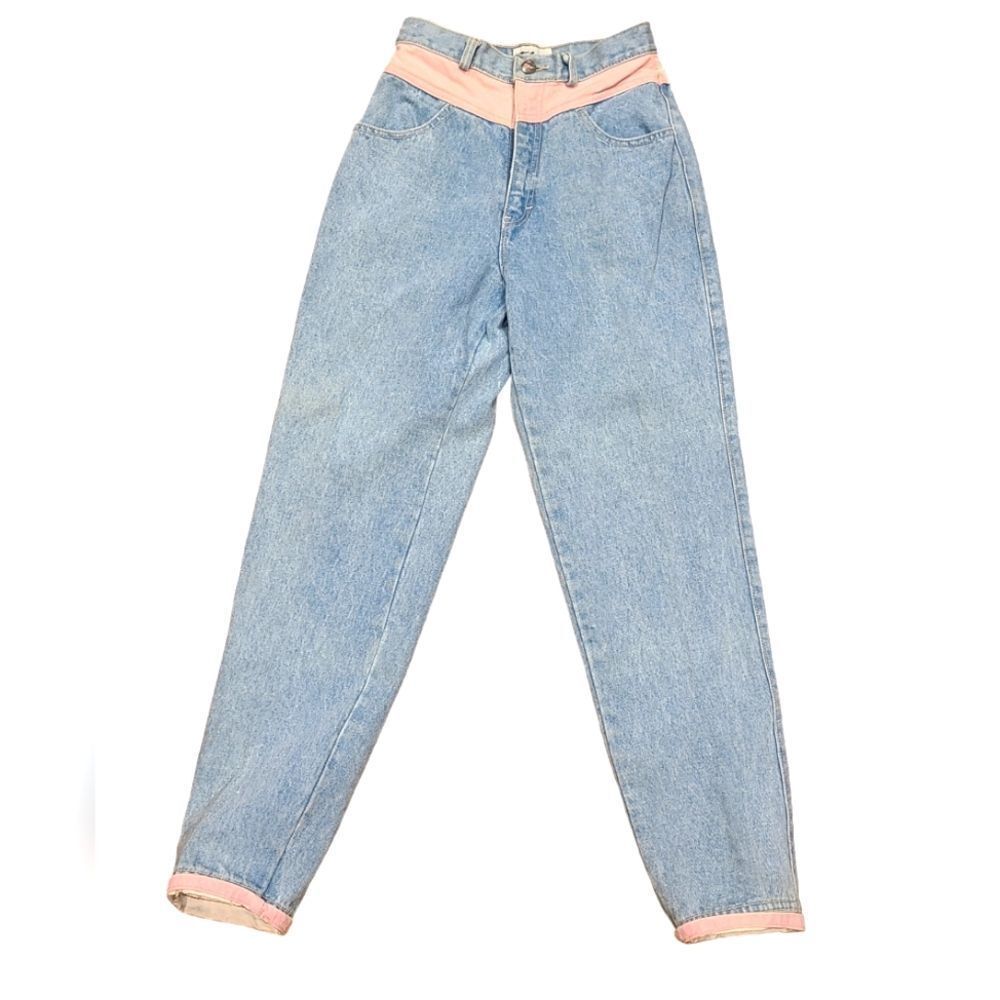 Vintage 80's Women’s/ Teens Taboo Jeans, Pastel Pink Accents High-Rise | 7